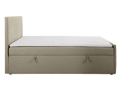 Vente-unique Ensemble complet literie déco tête de lit + sommiers coffre + matelas + surmatelas - 180 x 200 cm - Velours - Taupe - MAKANA de* Lit Avec Rangement