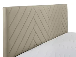 Vente-unique Ensemble complet literie déco tête de lit + sommiers coffre + matelas + surmatelas - 180 x 200 cm - Velours - Taupe - MAKANA de* Lit Avec Rangement