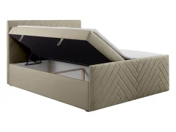 Vente-unique Ensemble complet literie déco tête de lit + sommiers coffre + matelas + surmatelas - 180 x 200 cm - Velours - Taupe - MAKANA de* Lit Avec Rangement