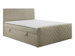 Vente-unique Ensemble complet literie déco tête de lit + sommiers coffre + matelas + surmatelas - 180 x 200 cm - Velours - Taupe - MAKANA de* Lit Avec Rangement