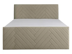 Vente-unique Ensemble complet literie déco tête de lit + sommiers coffre + matelas + surmatelas - 180 x 200 cm - Velours - Taupe - MAKANA de* Lit Avec Rangement