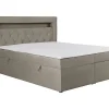 Ensemble complet literie déco tête de lit avec led + sommiers coffre + matelas + surmatelas - 180 x 200 cm - Velours - Taupe ->Vente-unique Hot