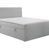 Ensemble complet literie déco tête de lit + sommiers coffre + matelas + surmatelas - 180 x 200 cm - Velours - Gris clair - MAKANA>Vente-unique Hot
