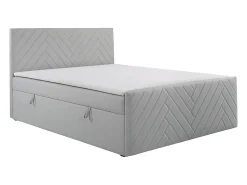 Ensemble complet literie déco tête de lit + sommiers coffre + matelas + surmatelas - 180 x 200 cm - Velours - Gris clair - MAKANA>Vente-unique Hot