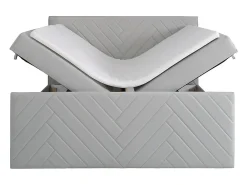 Ensemble complet literie déco tête de lit + sommiers coffre + matelas + surmatelas - 180 x 200 cm - Velours - Gris clair - MAKANA><noscript><img width=