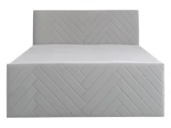 Vente-unique Ensemble complet literie déco tête de lit + sommiers coffre + matelas + surmatelas - 160 x 200 cm - Velours - Gris clair - MAKANA* Lit Avec Rangement