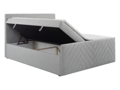 Vente-unique Ensemble complet literie déco tête de lit + sommiers coffre + matelas + surmatelas - 160 x 200 cm - Velours - Gris clair - MAKANA* Lit Avec Rangement