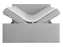 Vente-unique Ensemble complet literie déco tête de lit + sommiers coffre + matelas + surmatelas - 160 x 200 cm - Velours - Gris clair - MAKANA* Lit Avec Rangement