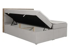 Vente-unique Ensemble complet literie déco tête de lit encadré bois + sommiers coffre + matelas + surmatelas - 180 x 200 cm - Tissu - Gris* Lit Avec Rangement