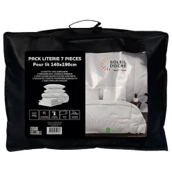Ensemble couette et parure 7 Pièces BOHEME blanc pour lit en 140x190 cm, par>Soleil D'Ocre