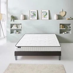 Ensemble Cristal 140x190 cm Matelas Mousse + Sommier Bois>Olympe Literie Sale
