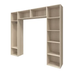 GoodHome Ensemble de colonnes et caissons suspendus effet chêne avec miroir Atomia H. 225 x L. 250 x P. 47 cm* Tête De Lit