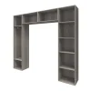 GoodHome Ensemble de colonnes et caissons suspendus effet chêne grisé avec miroir Atomia H. 225 x L. 250 x P. 47 cm* Tête De Lit
