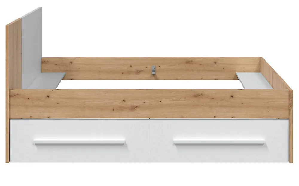 Ensemble de lit avec tête de lit et deux tiroirs en mélamine coloris blanc - Longueur 196 x Profondeur 97 x Hauteur 77 cm>Pegane