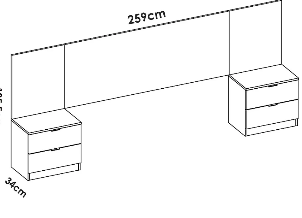 Ensemble de Tête de lit avec 2 tables de chevet de 2 tiroirs coloris imitation lamelles, blanc>Pegane Sale