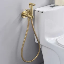 Poalgi Ensemble douchette hygiénique WC SKY BATH or brossé PVD Inox S304 série HARMONY* Nettoyant Pour Wc