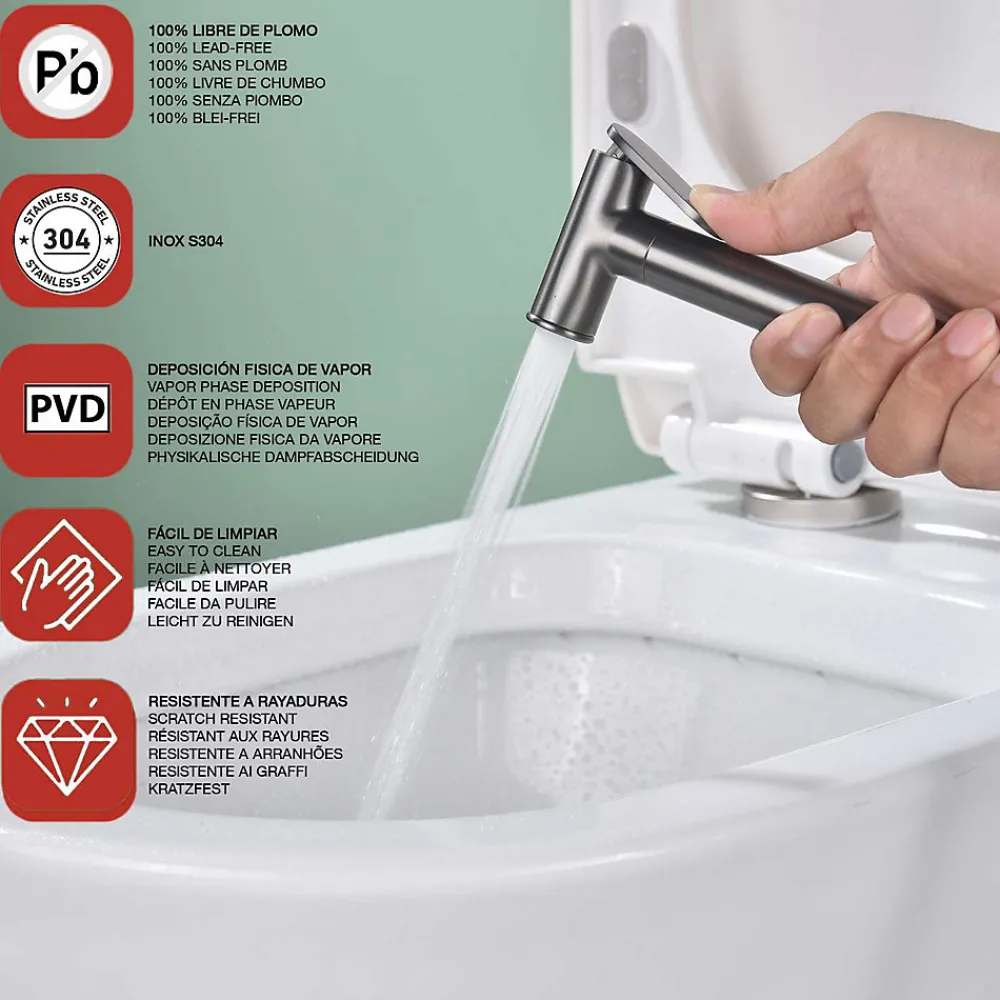 Ensemble douchette hygiénique WC SKY BATH black gun metal PVD Inox S304 série HARMONY>Poalgi Best