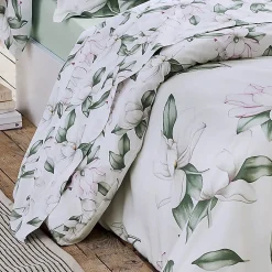Ensemble drap plat et 2 taies Magnolia Sauge (240x310 cm - Blanc)>Tradilinge Discount
