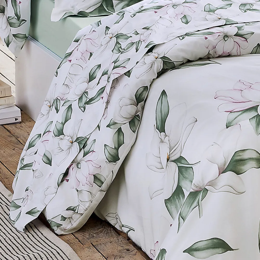 Ensemble drap plat et 2 taies Magnolia Sauge (240x310 cm - Blanc)>Tradilinge Discount
