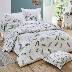 Ensemble drap plat et 2 taies Magnolia Sauge (240x310 cm - Blanc)><noscript><img width=