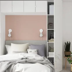 GoodHome Ensemble en arche colonnes portes battantes et caissons suspendus blancs Atomia H. 225 x L. 250 x P. 47 cm* Tête De Lit