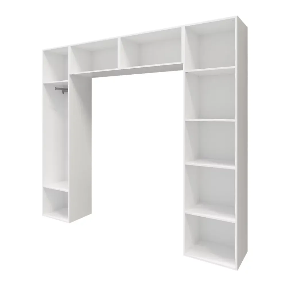 GoodHome Ensemble en arche colonnes portes battantes et caissons suspendus blancs Atomia H. 225 x L. 250 x P. 47 cm* Tête De Lit