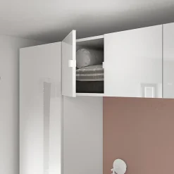 GoodHome Ensemble en arche colonnes portes battantes et caissons suspendus blancs Atomia H. 225 x L. 250 x P. 47 cm* Tête De Lit