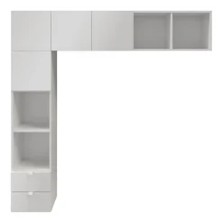 Ensemble en L colonne et caissons suspendus blancs Atomia H. 187,5 x L. 187,5 x P. 37 cm>GoodHome Best