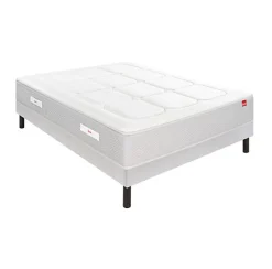 Ensemble L'INOUBLIABLE + Sommier Confort Medium + Pieds 90x200 Gris souris Ressorts>Epeda Outlet