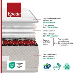 Ensemble L'INOUBLIABLE + Sommier Confort Medium + Pieds 90x200 Gris souris Ressorts><noscript><img width=