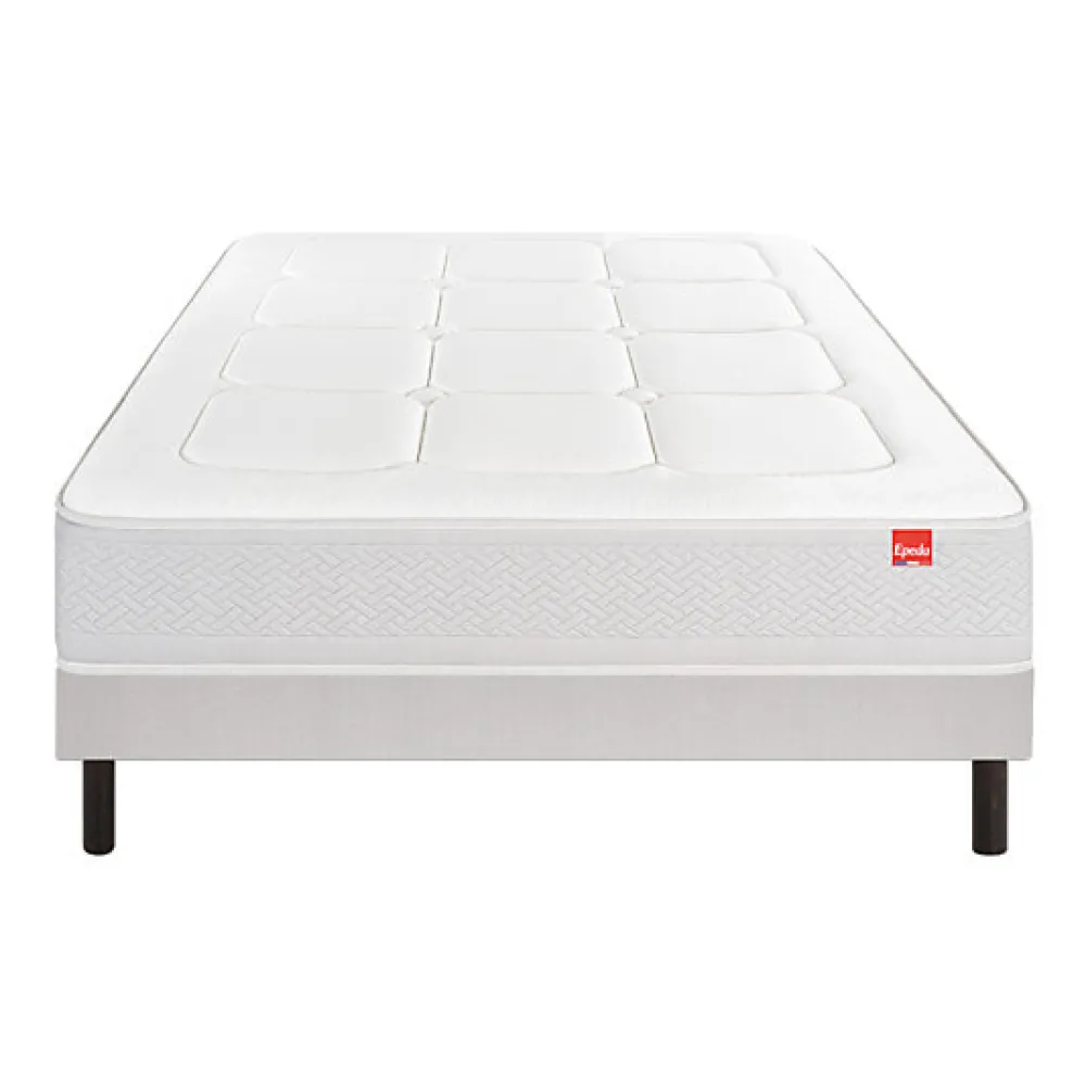 Epeda Ensemble L'INOUBLIABLE + Sommier Confort Medium + Pieds 140x190 Gris souris Ressorts* Ensemble Sommier Et Matelas