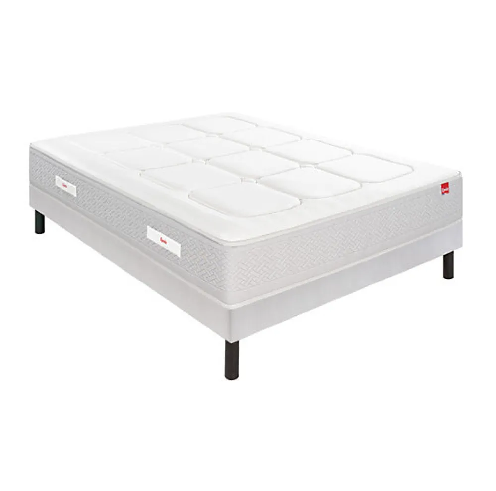 Epeda Ensemble L'INOUBLIABLE + Sommier Confort Medium + Pieds 140x190 Gris souris Ressorts* Ensemble Sommier Et Matelas