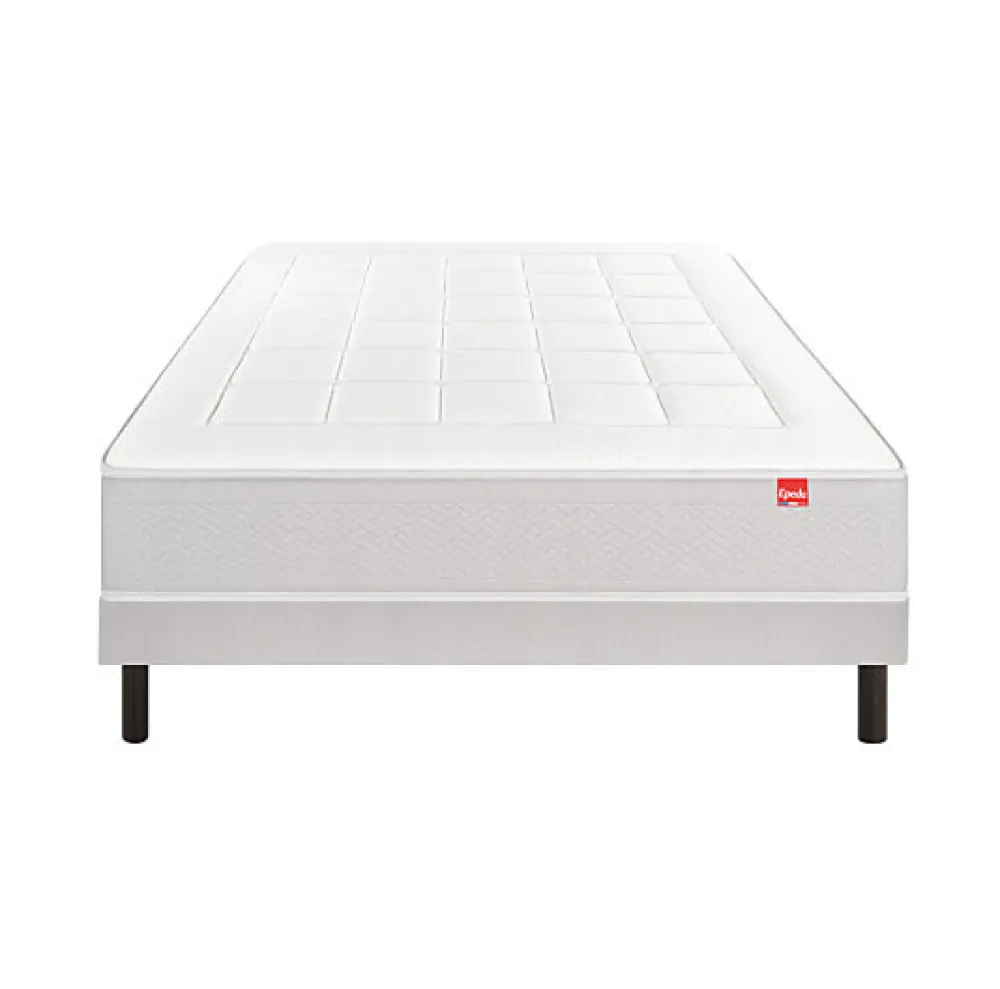 Ensemble L'ESCAPADE + Sommier Confort Medium + Pieds 200x200 Gris souris Ressorts et mousse à mémoire de forme>Epeda Outlet