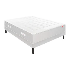 Ensemble L'ESCAPADE + Sommier Confort Medium + Pieds 140x200 Gris souris Ressorts et mousse à mémoire de forme>Epeda New