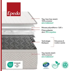 Epeda Ensemble DÉPAYSANT + Sommier Escale + Pieds 120x200 Ressorts* Ensemble Sommier Et Matelas
