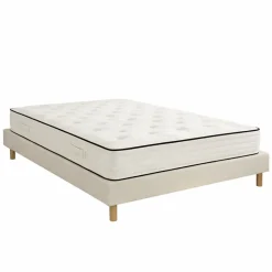 Ensemble GRAND PALAIS 3000 + Sommier tradition Graphic 19 cm + Pieds 160x200 Beige Ressorts><noscript><img width=