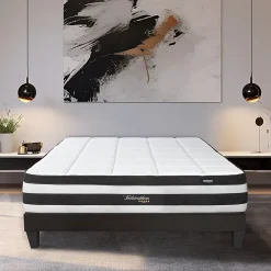 Bellecour Ensemble Fontainebleau 90x190 cm Matelas Ressorts ensachés + Sommier Bois* Ensemble Sommier Et Matelas