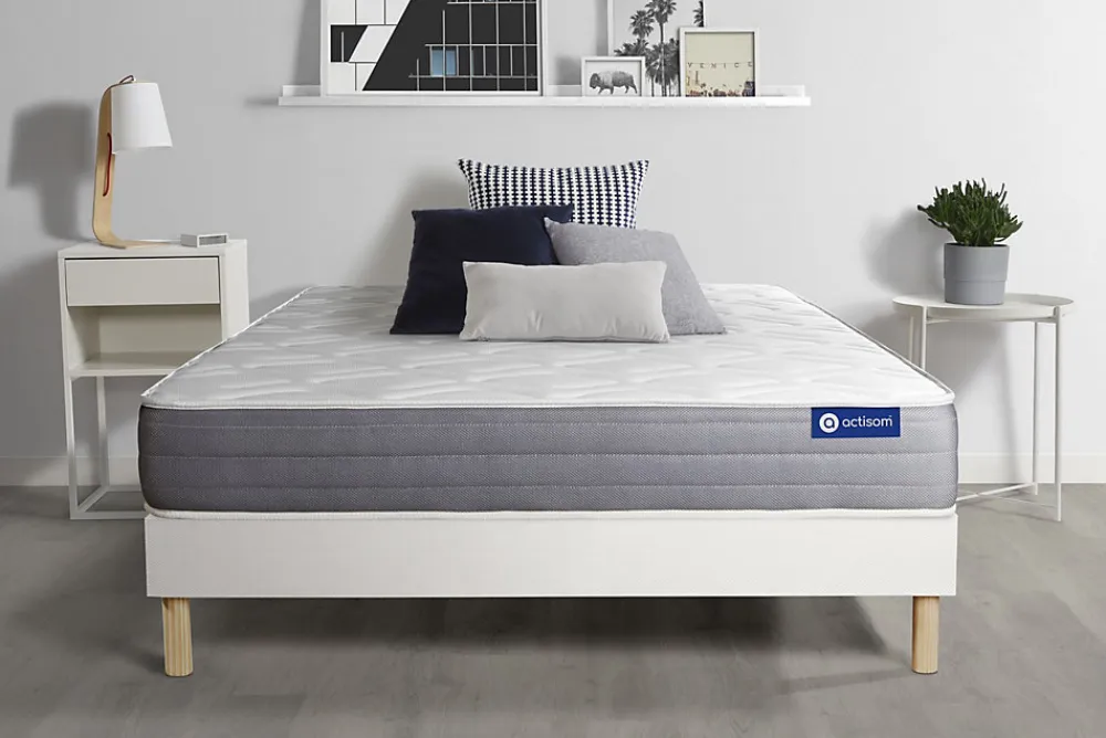 Actisom Ensemble Latex et mémoire de forme de confort Mi-ferme avec sommier kit* Ensemble Sommier Et Matelas