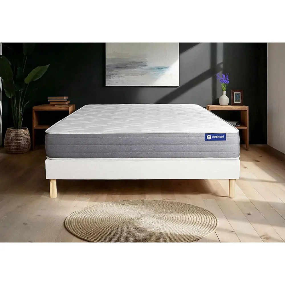 Actisom Ensemble Latex et mémoire de forme de confort Mi-ferme avec sommier kit* Ensemble Sommier Et Matelas