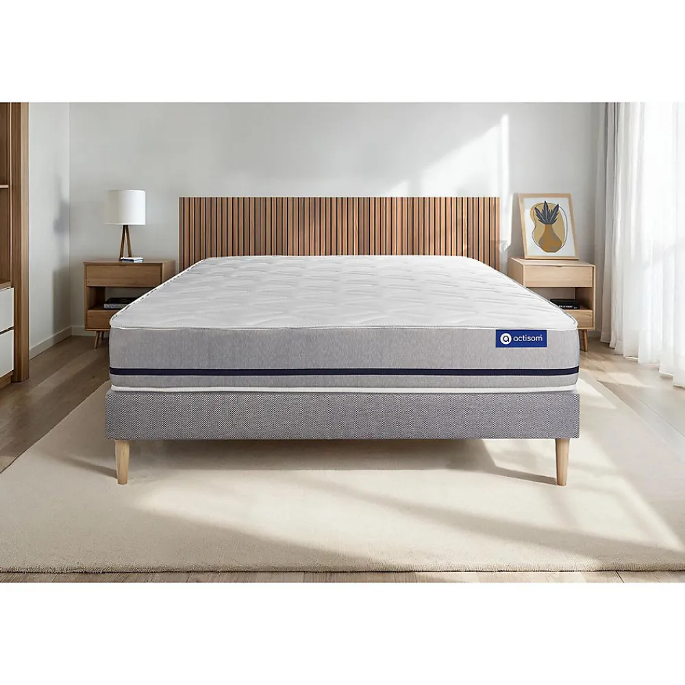 Actisom Ensemble Latex et mémoire de forme de confort Mi-ferme avec sommier kit* Ensemble Sommier Et Matelas
