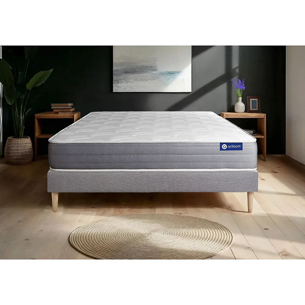 Actisom Ensemble Latex et mémoire de forme de confort Mi-ferme avec sommier kit* Ensemble Sommier Et Matelas