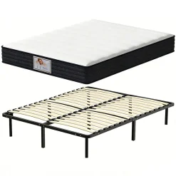 Ensemble Matelas à ressorts +Sommier à Lattes sur Pieds, 160x200cm, Epaisseur du Matelas 22cm>Teeno Online