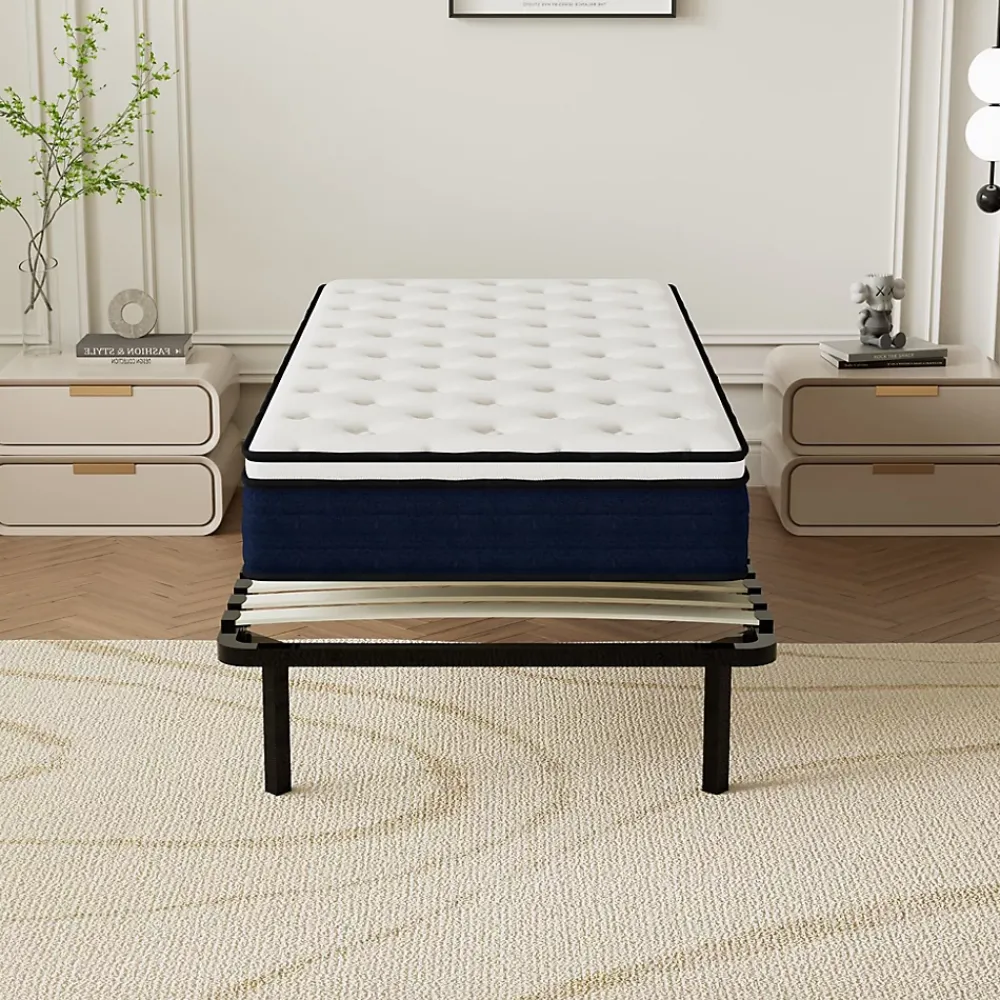 Teeno Ensemble Matelas à ressorts +Sommier à Lattes sur Pieds, 90x190cm, Epaisseur du Matelas 25cm* Ensemble Sommier Et Matelas