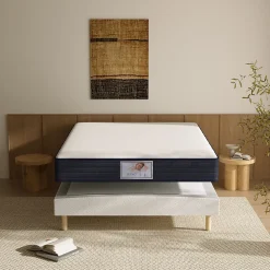 Teeno Ensemble Matelas à ressorts+ Lit Sommier Tapissier Déco 140x190cm, Epaisseur du Matelas 22cm* Ensemble Sommier Et Matelas