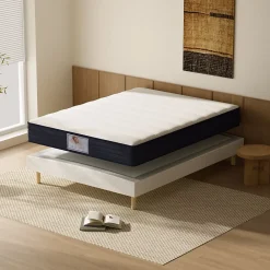 Teeno Ensemble Matelas à ressorts+ Lit Sommier Tapissier Déco 140x190cm, Epaisseur du Matelas 22cm* Ensemble Sommier Et Matelas