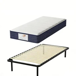 Ensemble Matelas à ressorts +Sommier à Lattes sur Pieds, 90x190cm, Epaisseur du Matelas 22cm>Teeno Hot