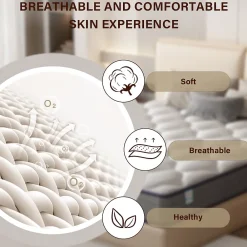 Teeno Ensemble Matelas à ressorts+ Lit Sommier Tapissier Déco 140x190cm, Epaisseur du Matelas 20cm* Ensemble Sommier Et Matelas