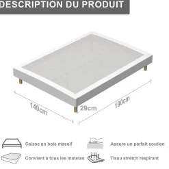 Teeno Ensemble Matelas à ressorts+ Lit Sommier Tapissier Déco 140x190cm, Epaisseur du Matelas 20cm* Ensemble Sommier Et Matelas