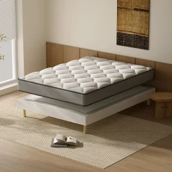 Teeno Ensemble Matelas à ressorts+ Lit Sommier Tapissier Déco 140x190cm, Epaisseur du Matelas 20cm* Ensemble Sommier Et Matelas