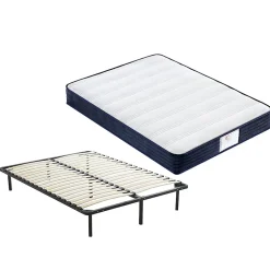 Ensemble Matelas à ressorts +Sommier à Lattes sur Pieds, 140x190cm, Epaisseur du Matelas 22cm><noscript><img width=